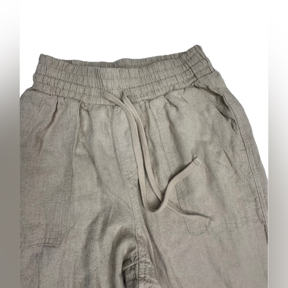 A NEW DAY Women Large High-Rise Ankle Joggers Linen Rayon Tan Pockets Size XS - Picture 4 of 9